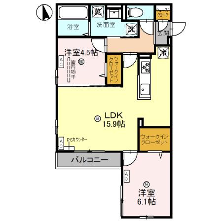 西宮市甲子園一番町のアパートの間取り