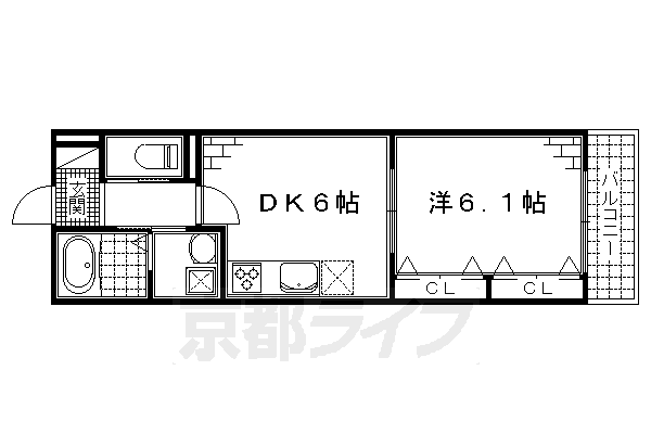 京都市伏見区向島本丸町のマンションの間取り