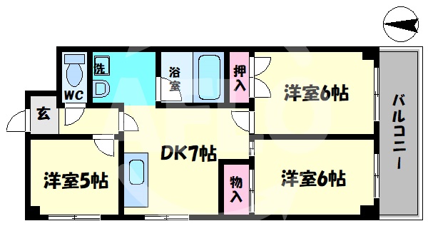 大阪市北区同心のマンションの間取り