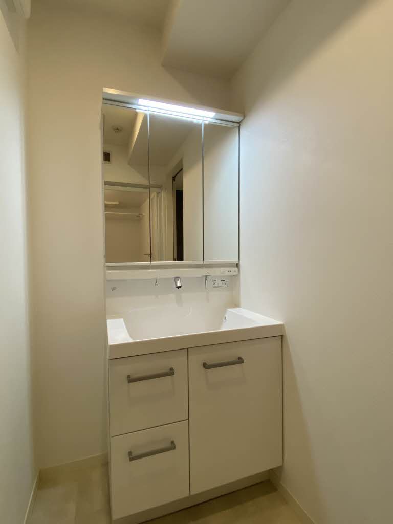 洗面設備　スペースが確保できる洗面所です