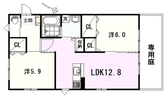 ＪＲ山陽本線 向洋駅 徒歩18分 2階建 築13年の間取り写真