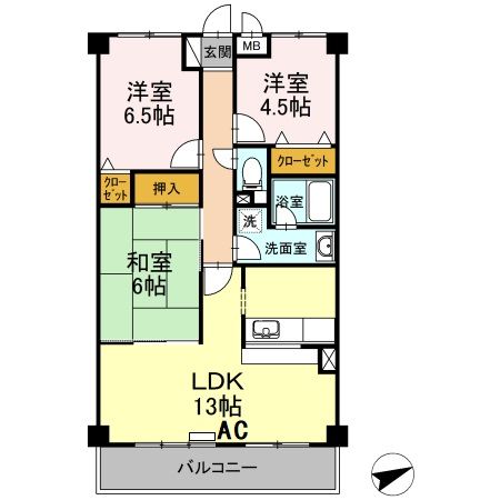 鈴鹿市若松北のマンションの間取り