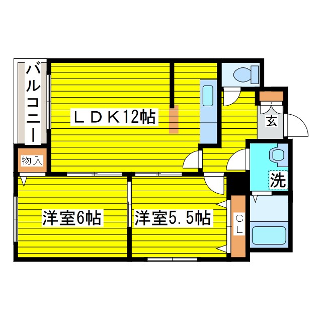 札幌市東区北二十二条東のマンションの間取り