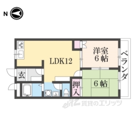 奈良市青野町のアパートの間取り