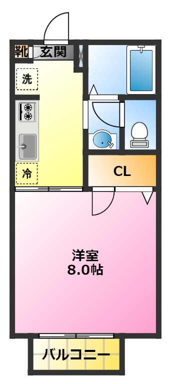 川崎市中原区木月伊勢町のアパートの間取り