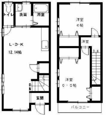 東広島市西大沢のアパートの間取り