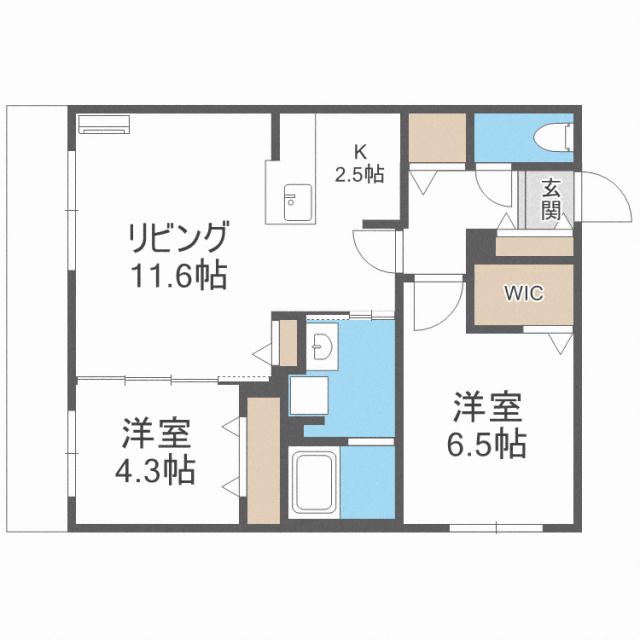 【札幌市北区北二十三条西のマンションの間取り】