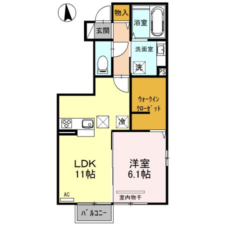 新潟市秋葉区中野のアパートの間取り