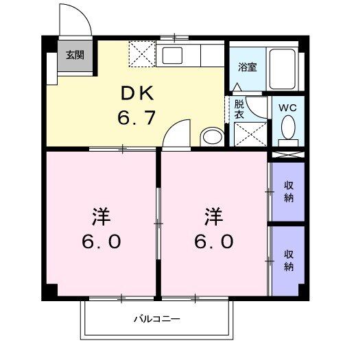 熊本市南区八分字町のアパートの間取り