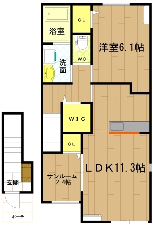 伊勢市宮川のアパートの間取り