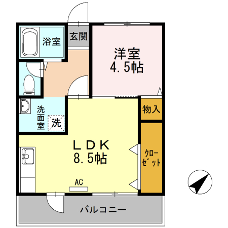 福山市柳津町のアパートの間取り