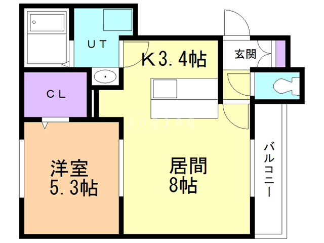 釧路市若松町のアパートの間取り