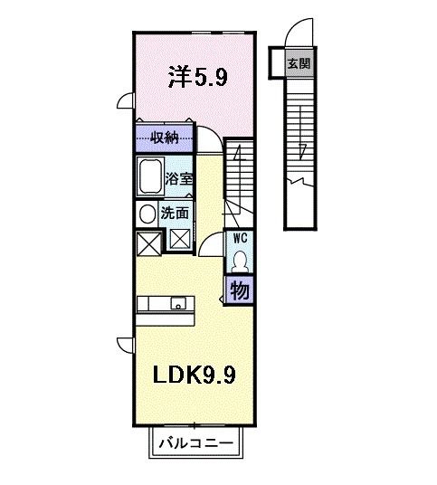 遠賀郡芦屋町山鹿のアパートの間取り