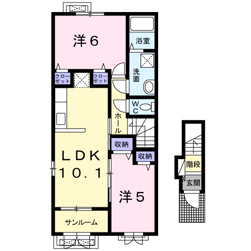 安来市飯島町のアパートの間取り