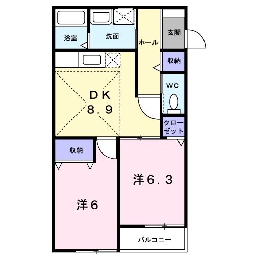 袋井市大門のアパートの間取り