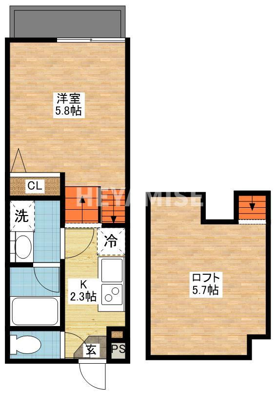 長崎市岩屋町のアパートの間取り