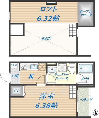 東大阪市寿町のアパートの間取り