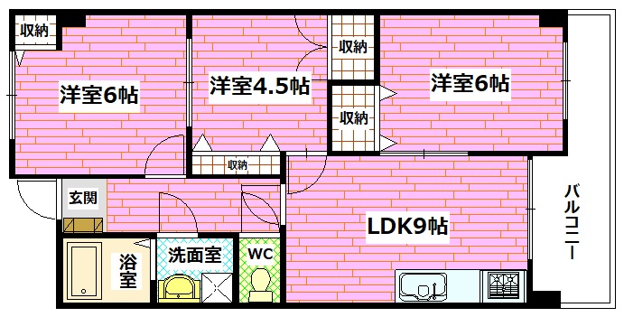 安芸郡熊野町中溝のマンションの間取り