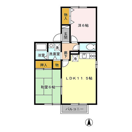 仙台市宮城野区清水沼のアパートの間取り