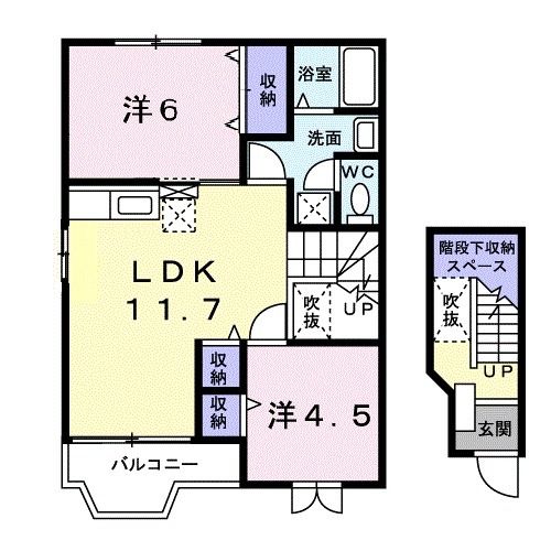 北九州市若松区大字畠田のアパートの間取り