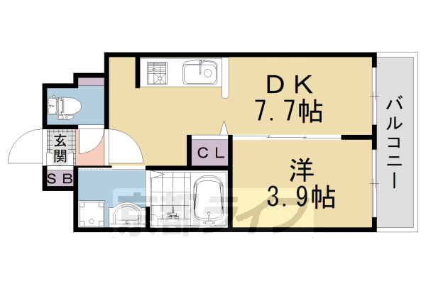 京都市右京区太秦組石町のマンションの間取り