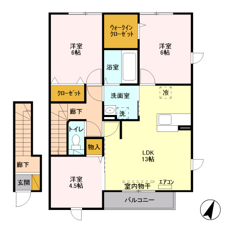 新潟市東区空港西のアパートの間取り