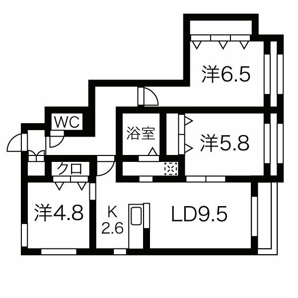 地下鉄東西線 西１８丁目駅 徒歩7分 4階建 築5年の間取り写真