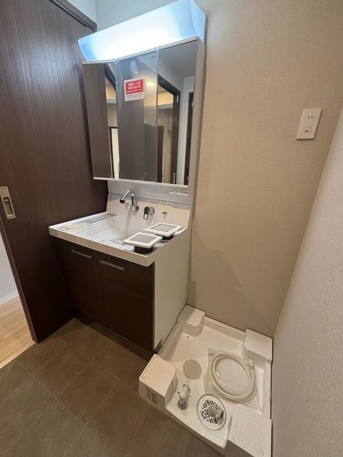 洗面設備　※建築途中の写真です