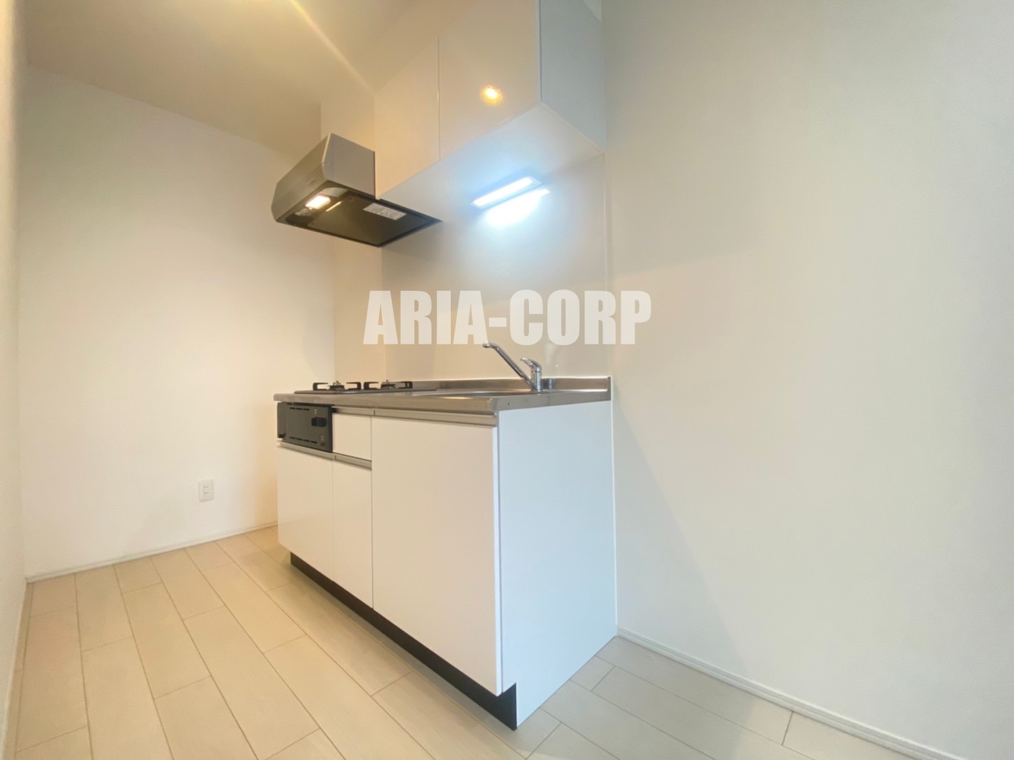 キッチン　2口ガスコンロ。対面型システムキッチン搭載♪