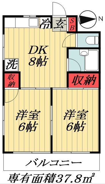 ＪＲ総武線 船橋駅 徒歩4分 6階建 築39年の間取り写真