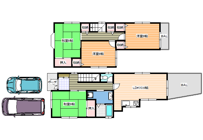 青谷一戸建て賃貸の間取り写真