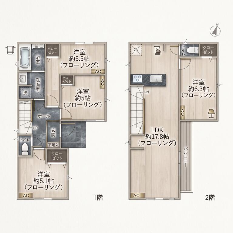 ＪＲ常磐線 亀有駅 徒歩22分 3階建 築4年の間取り写真