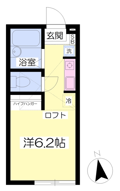 横浜市西区南浅間町のアパートの間取り