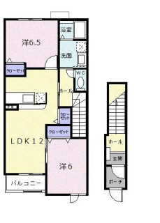 松山市古川西のアパートの間取り