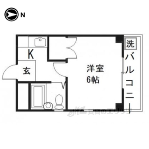 京都市山科区四ノ宮川原町のマンションの間取り