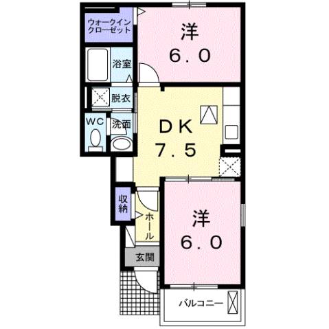 筑後市大字上北島のアパートの間取り