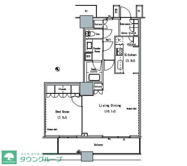 中央区勝どきのマンションの間取り