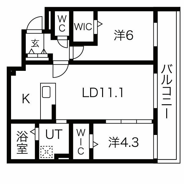 札幌市豊平区西岡四条のマンションの間取り