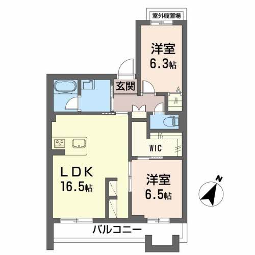 丸亀市山北町のマンションの間取り