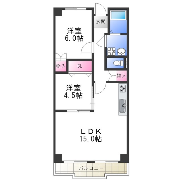 【リバージュ住吉の間取り】