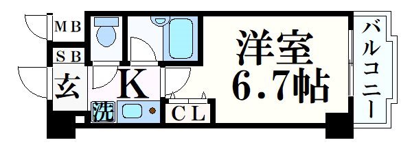 神戸市中央区磯辺通のマンションの間取り