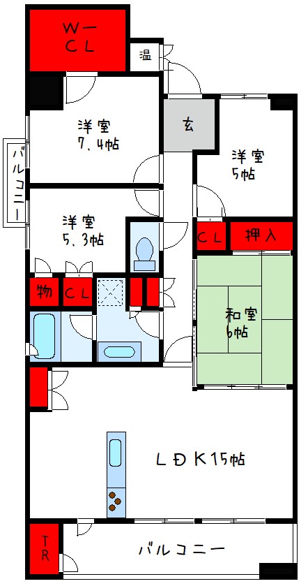 堺市南区三原台のマンションの間取り