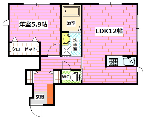 広島市安芸区瀬野西のアパートの間取り