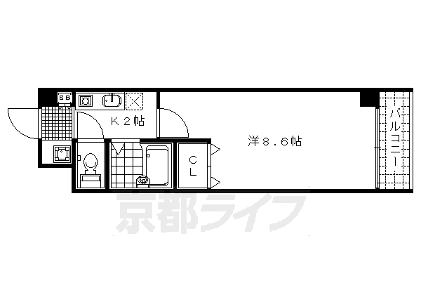 京都市上京区森中町のマンションの間取り