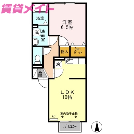 鈴鹿市南玉垣町のアパートの間取り