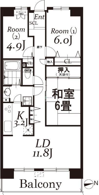 白井市冨士のマンションの間取り