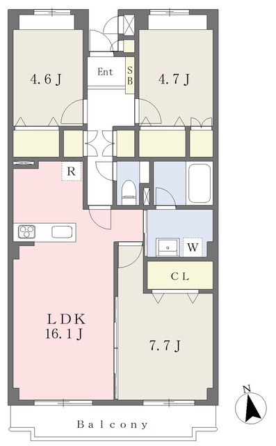 千葉市中央区弁天のマンションの間取り