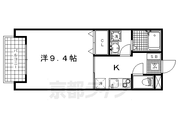 京都市上京区田中町のアパートの間取り