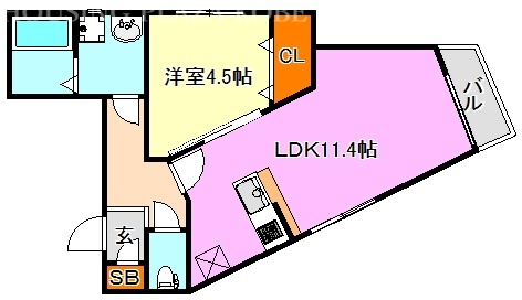 神戸市須磨区関守町のアパートの間取り