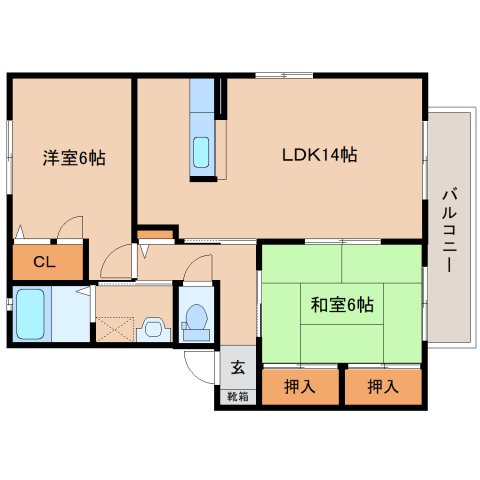 磯城郡田原本町大字八尾のアパートの間取り